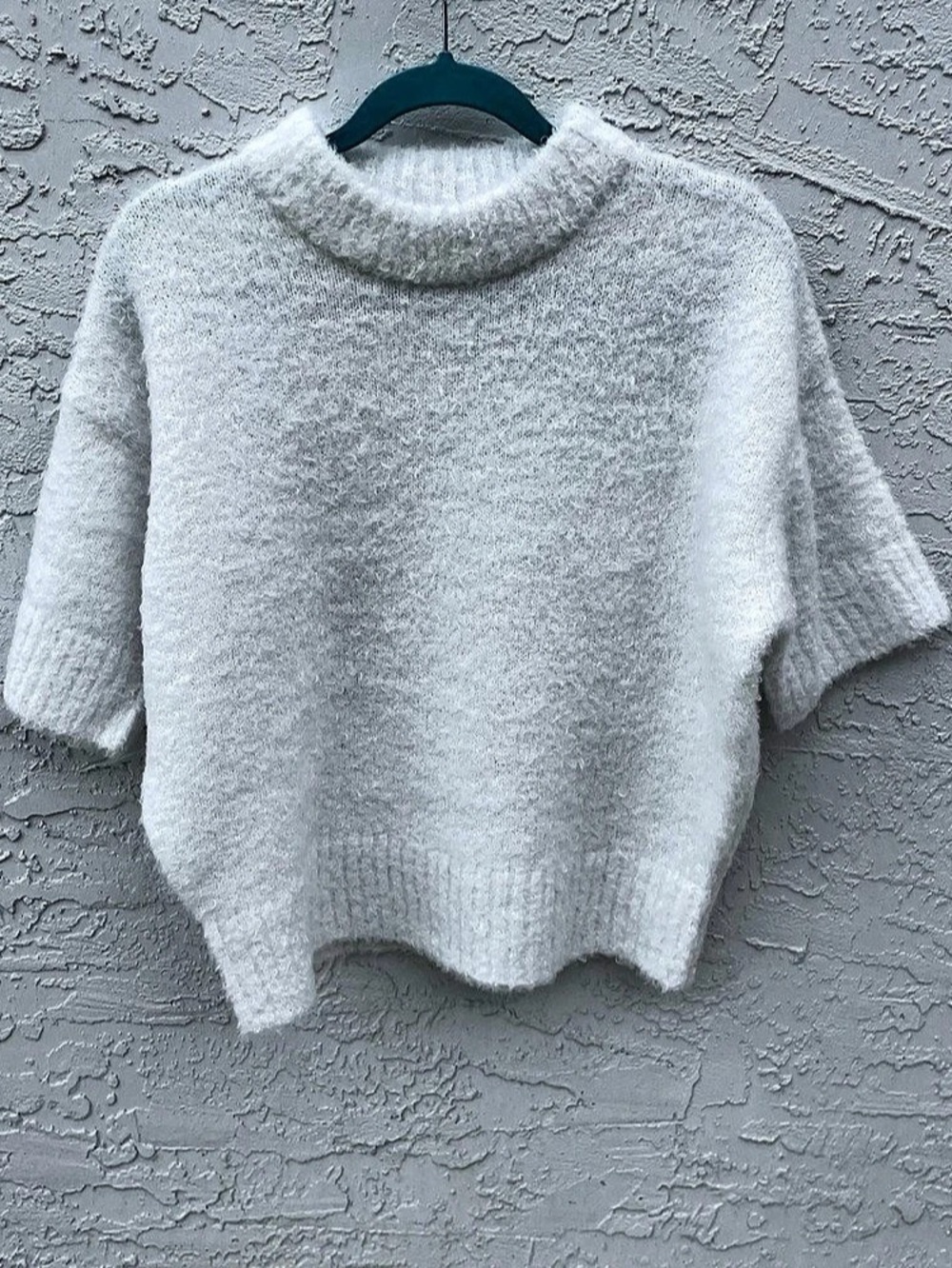 Free Assembly Cozy Yarn Mock Neck Sweater with Short Sleeves Large White